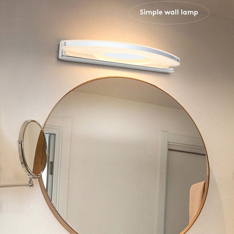Shaded Wall Sconce Lighting Contemporary Style Metal Shower Room LED Wall Mounted Light in Chrome