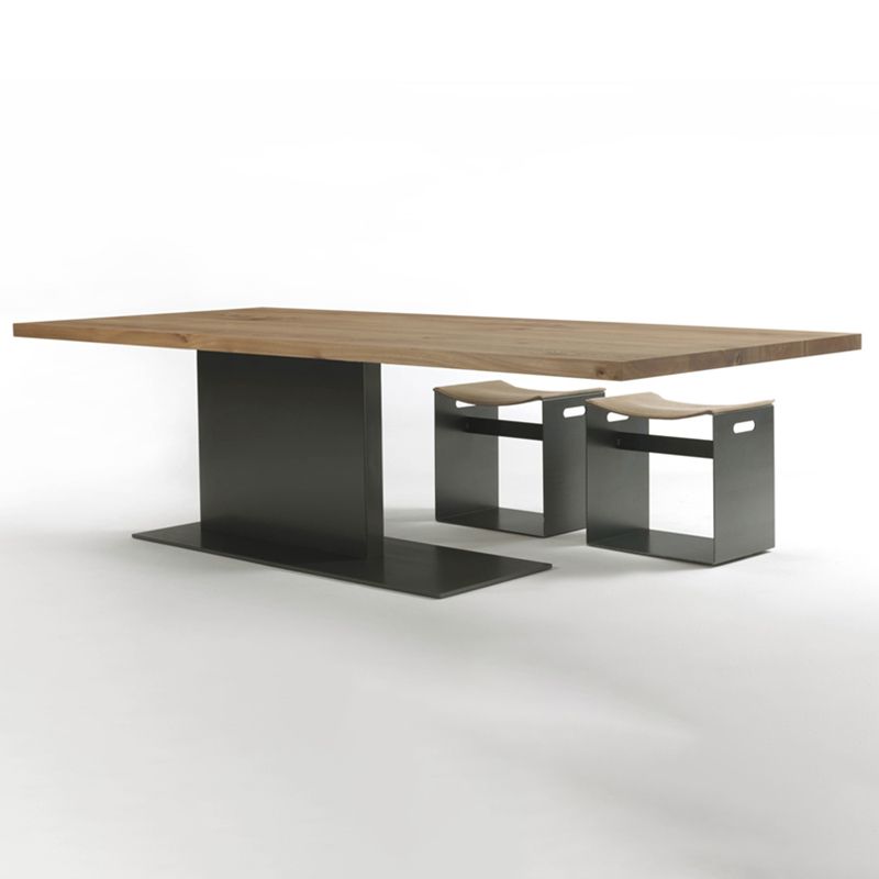 Table à manger en métal contemporain gratuit table en bois massif pour salle à manger