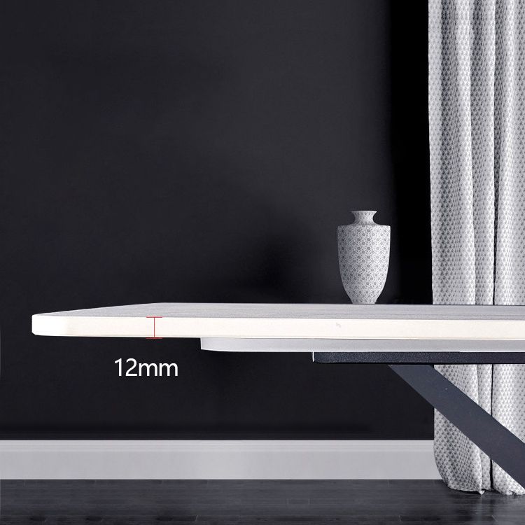 Moderno Sintered Stone Grey Cining Set con rectángulo Tabale y juego de comedor de base de metal