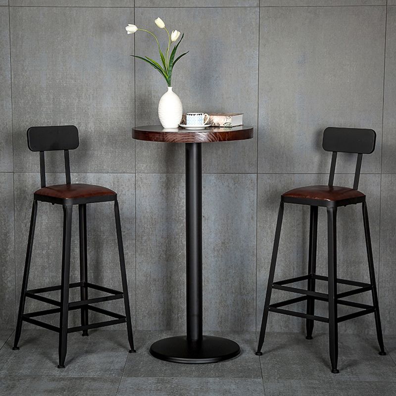 Industrial Armless Counter Stool Iron Milk Tea Shop Bar Stool with Cushion and Pedal