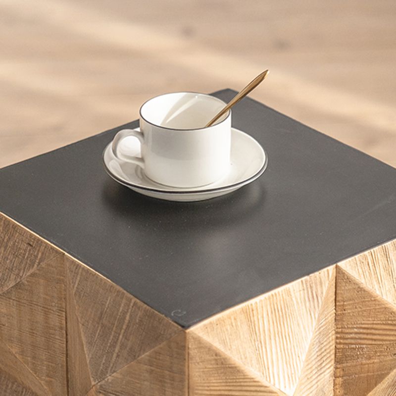Rustic Geometric Accent Side Table Wooden Side End Snack Table