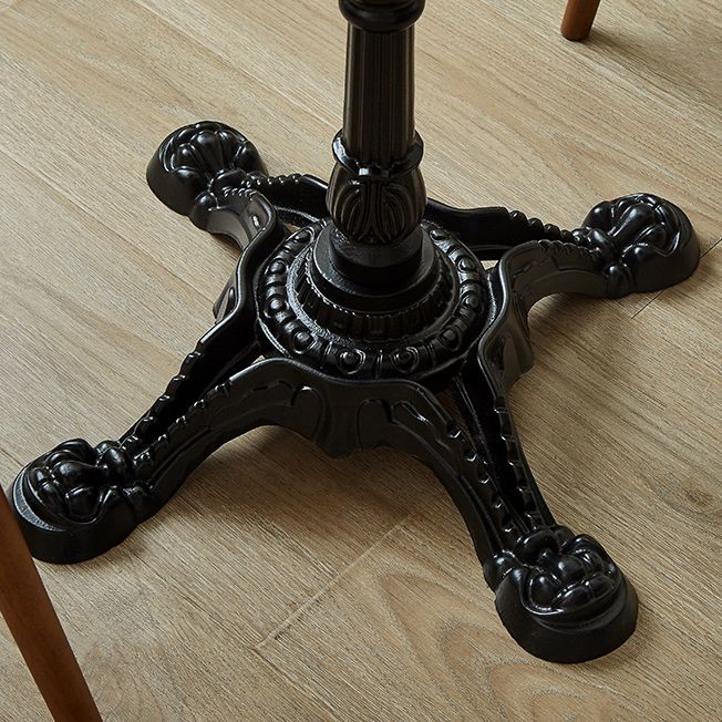 Indoor Iron Pedestal Dining Table Round  Solid Wood Dining Table