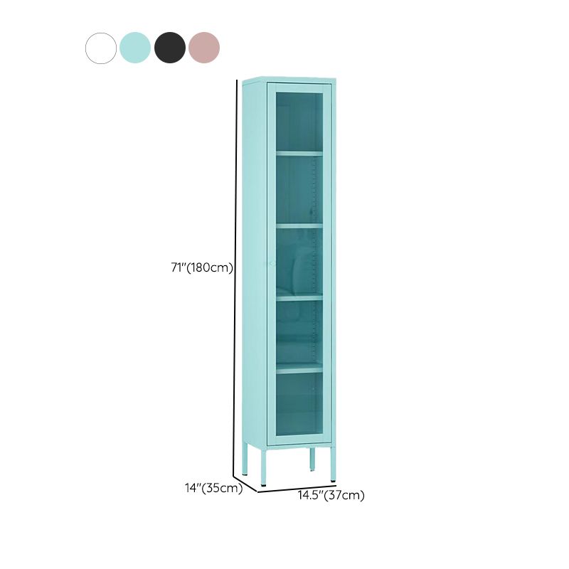 Standard Metal Bookshelf Closed Back 5 Shelves Bookcase with Doors
