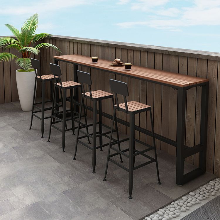 Rectangle Wood Trestle Bar Wine Table Modern Outdoor Footrest Pub/Bar Table