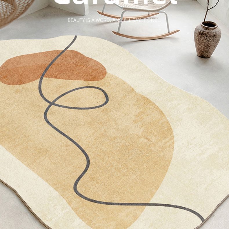 Orange Casual Rug Polyester Abstract Area Rug Non-Split Carpet for Living Room