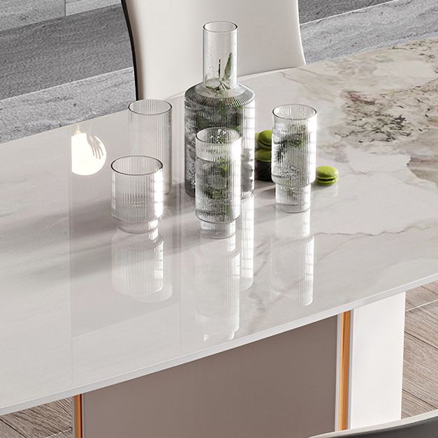 dern 1/2/3/5/7 Pieces Dining Set Sintered Stone Dining Table Set with Leather Chairs