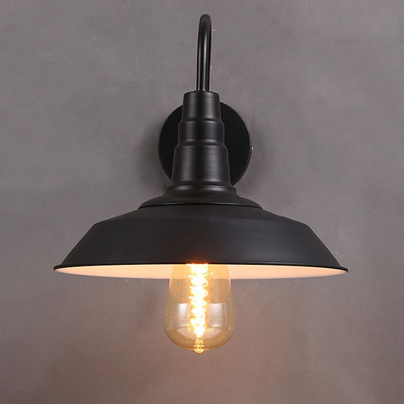 Industrial Metal 1 Light Wall Light with Gooseneck Arm for Stairs Pathway Farmhouse