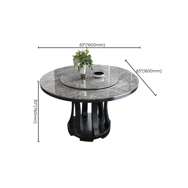 Rubberwood Solid Wood Pedestal Dining Table Convertible Dining Table