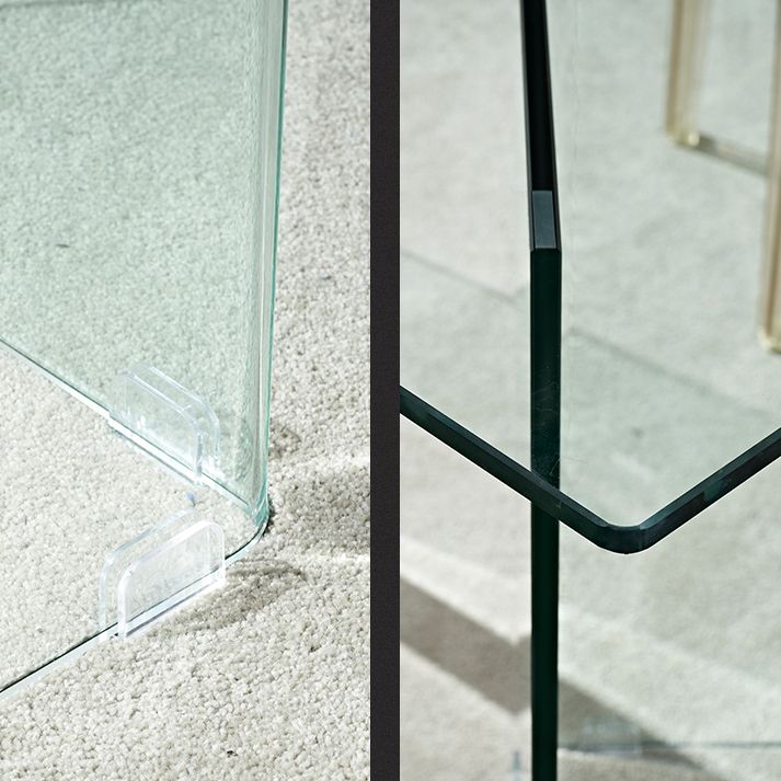 Contemporary Style Clear Tempered Glass Dining Table 2 Legs Table for Dining Room