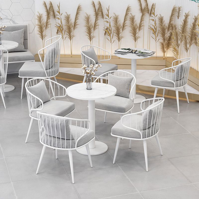 Contemporary Upholstered Dining Chairs Windsor Back Arm Chairs in White