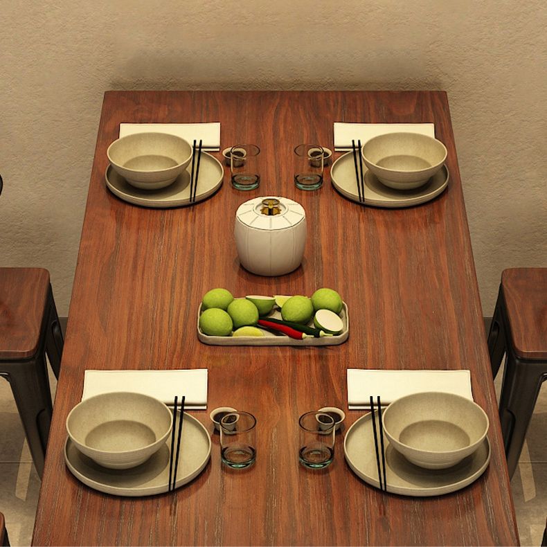 Industriële rechthoek eetkamer tafel dennen vaste houten tafel met schroefbasis