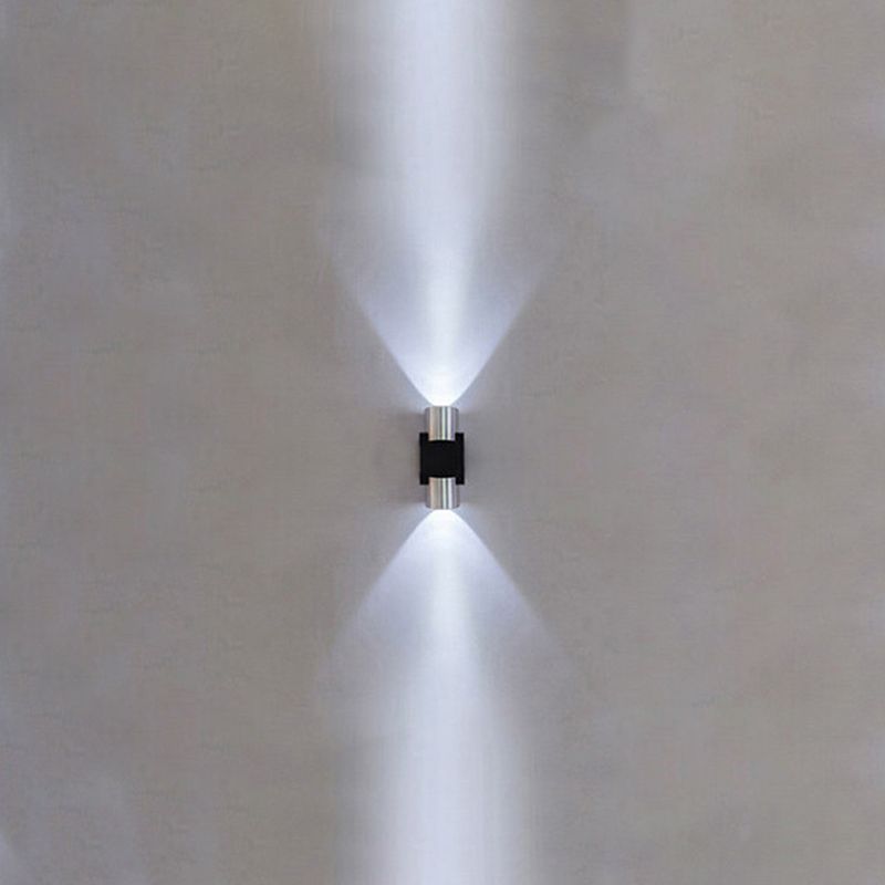 Half Cylinder Shade Wall Lighting Modern Style Metal 2 Lights Sconce Lamp in Chrome