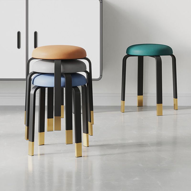 Grey Modern Standard Round Leather Water Resistant Indoor Standard