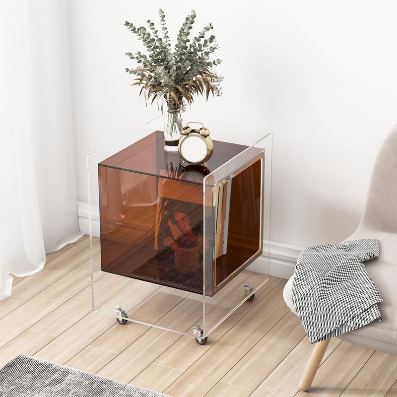 21.65"/23.62" Tall 1 - Shelf Nightstand Acrylic with Casters Night Stand