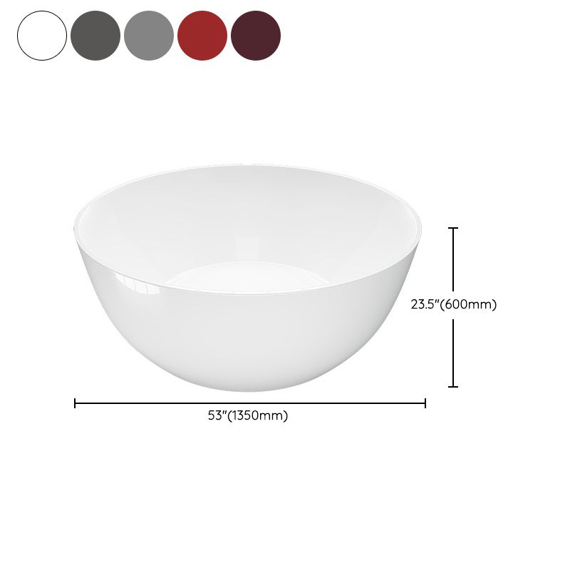 Acrylic Round Tub Soaking Freestanding Bathtub , 23.62-inch Tall