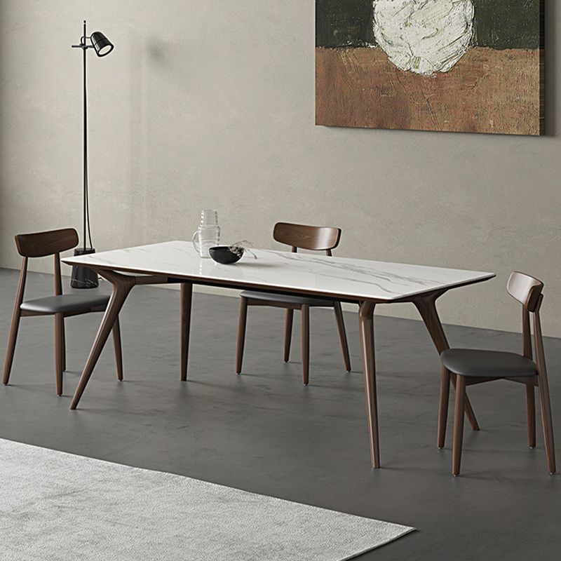 Contemporary 1/4/5 Pieces Dining Set Rectangle Stone Dining Table Set in White