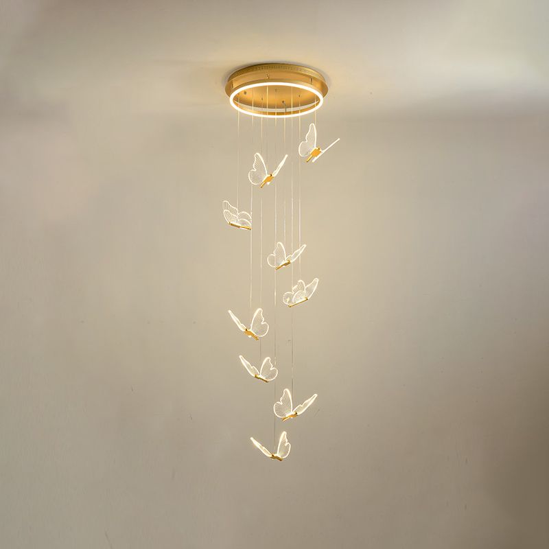 Zeitgenössischer Cluster -Anhänger Butterfly Arcylic Multi Pendant Light In Clear