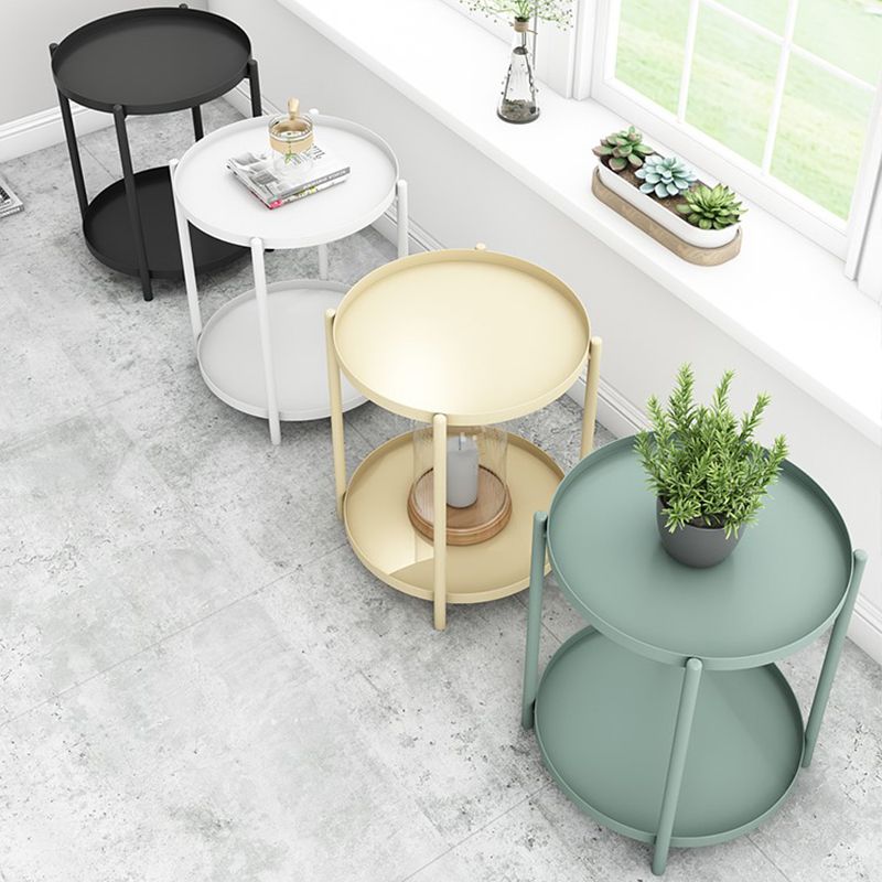 Mid-Century Metal Corner Table Tray Top Round Side End Table