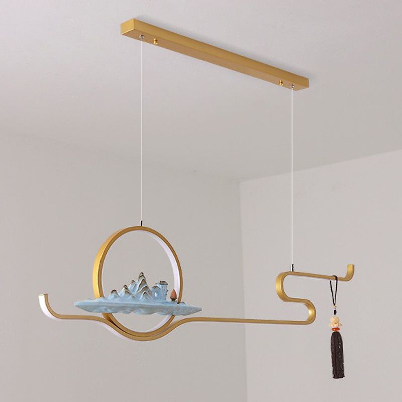 Contemporary Kitchen Pendant Lights Linear Island Chandelier Lights Metal 2 Light