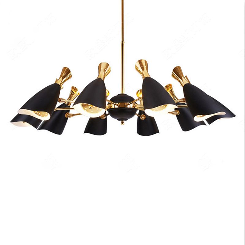 Moderne Luxus -sich verjüngende Anhänger Light Zink Legierung Innenlampe mit Schmiedeeisenschatten