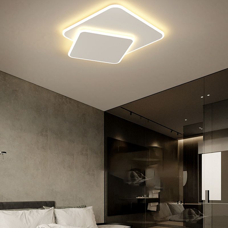 Metal Geometric Ceiling Mount Light Fixture Modern LED Ceiling Light in White