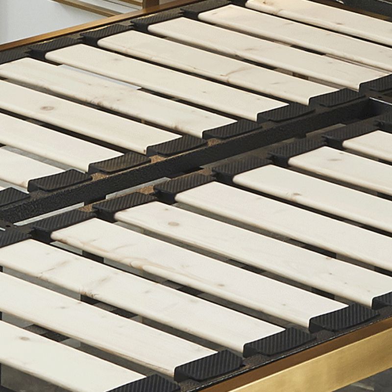 Glam Metal Slat Bed with Headboard Standard Bed with Metal Legs in Gold