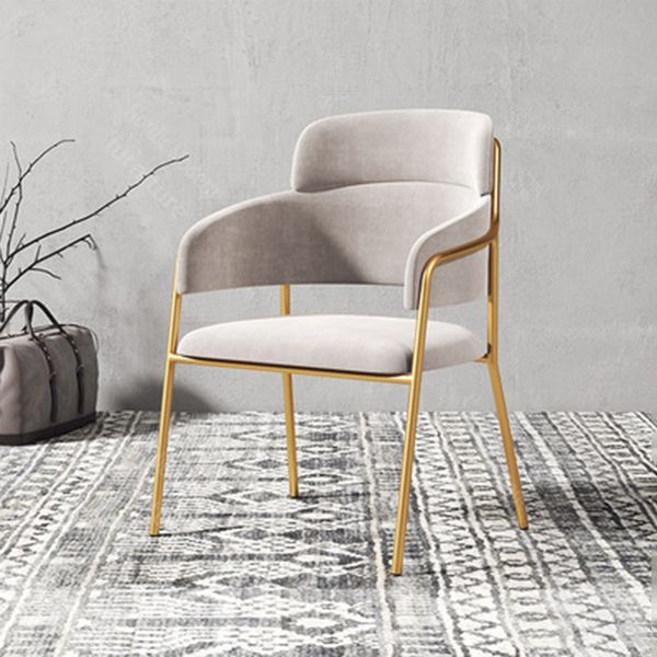 Chaise de salle à manger de cuisine en métal de style Glam, chaises latérales arrière ouvertes en cuivre