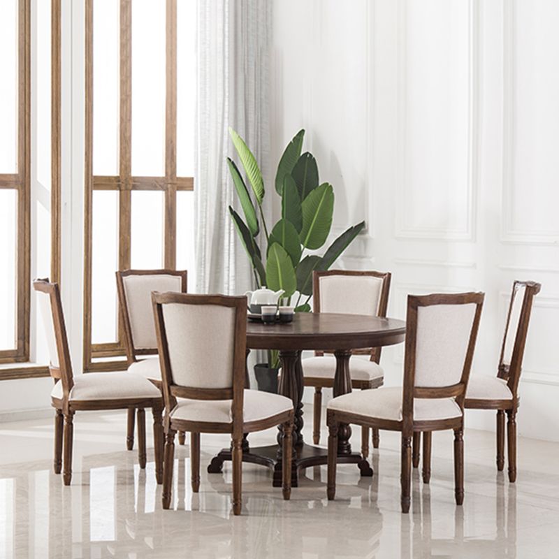Silla sin brazos de comedor de madera tradicional, silla lateral de comedor con respaldo abierto para uso doméstico