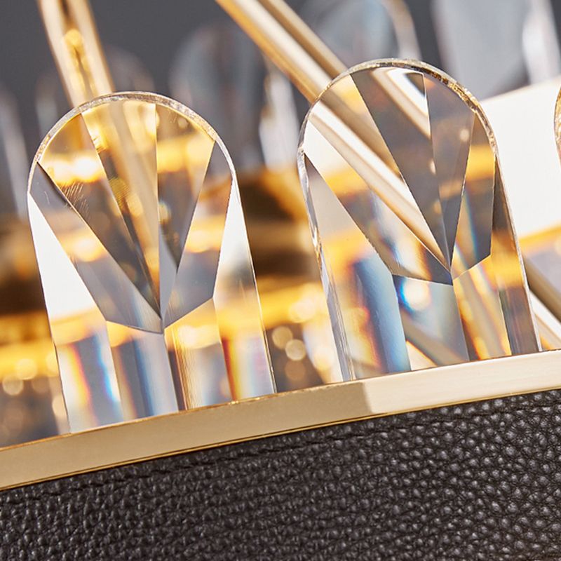 Black Linear Island Chandelier Light Modern Style LED Crystal Chandelier Light Fixture