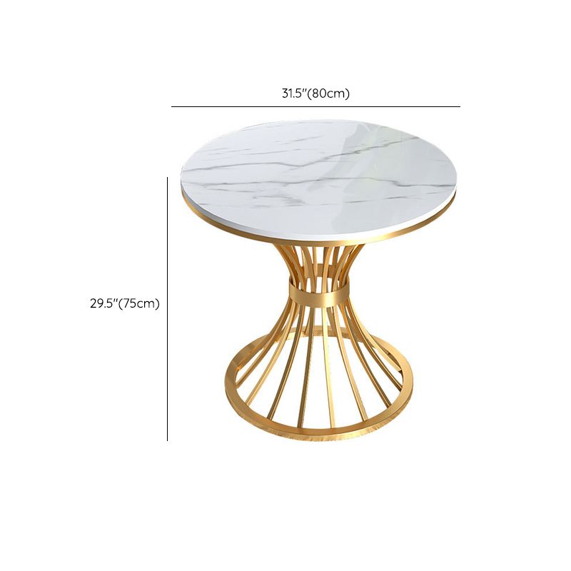 Contemporary Dining Table with Metal Pedestal Base White Top Table for Home