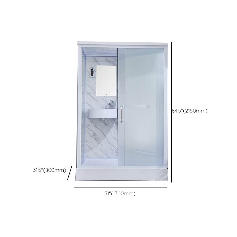 Single Sliding Tempered Glass Shower Stall Rectangle Frosted Shower Kit