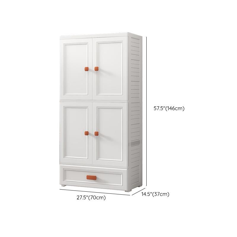 White Plastic Wardrobe Armoire with Legs Contemporary Wardrobe Closet