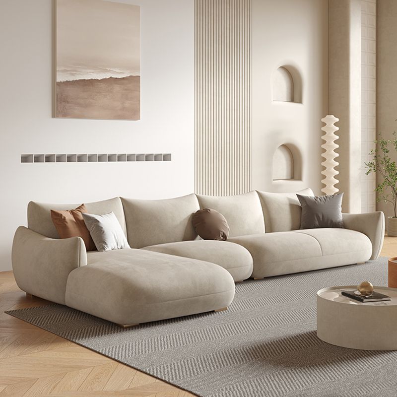 Modern Fabric Sectional with Bolster Pillows 31.5" Tall White L-shape Sectional