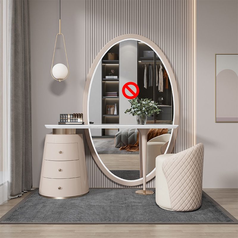 Modern Makeup Vanity Set With Three Drawer in Light Brown for Bedroom