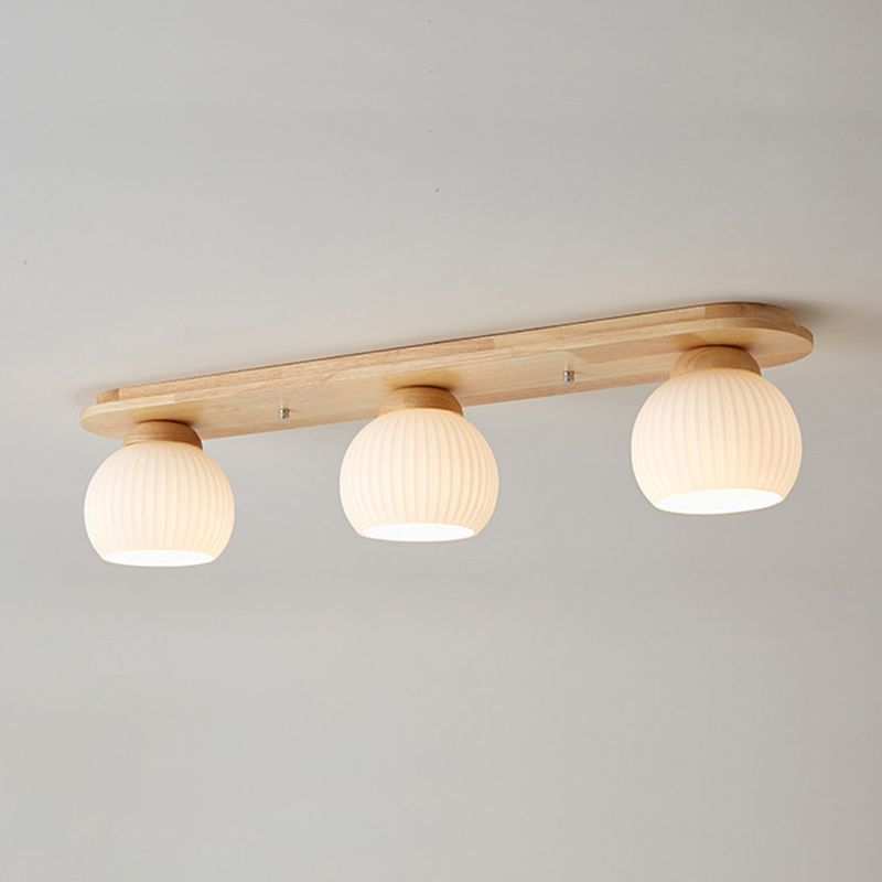 Drum Shape Glass Flush Ceiling Light Modern Multi Lights Flush Mount Light Fixture