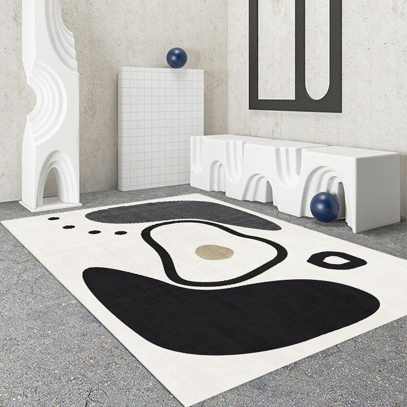 Modern Drawing Room Area Rug Color Block Polyester Area Carpet Non-Slip Backing Area Rug