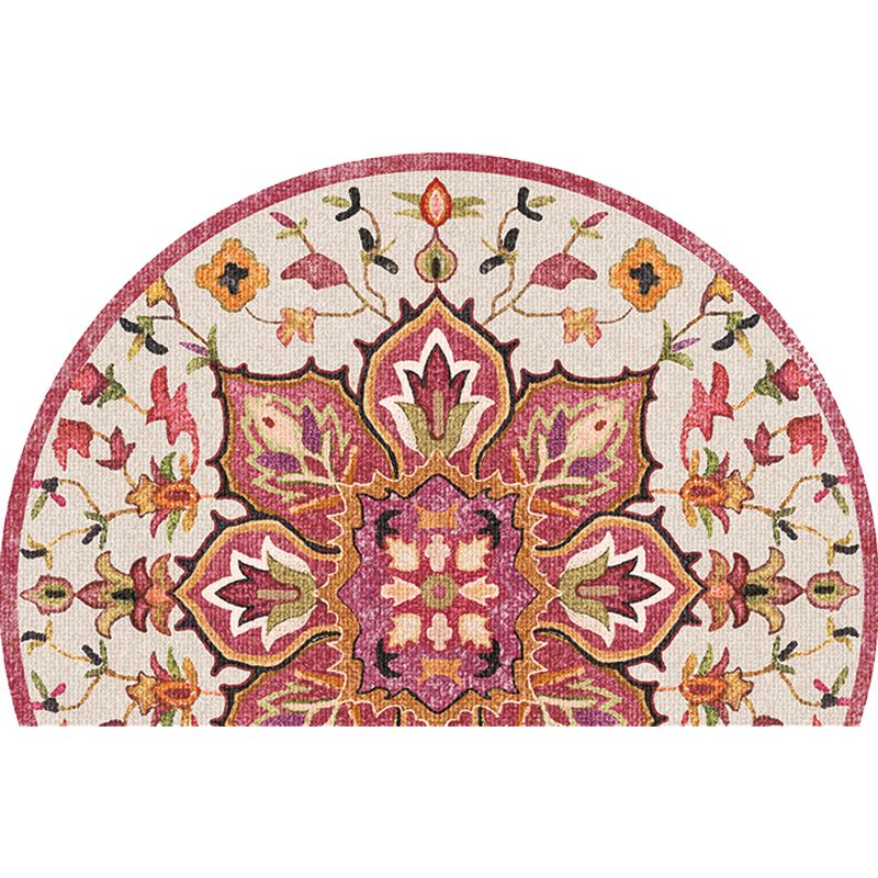 Moroccan Tribal Floral Pattern Rug Multicolor Polyester Rug Washable Pet Friendly Non-Slip Area Rug for Living Room