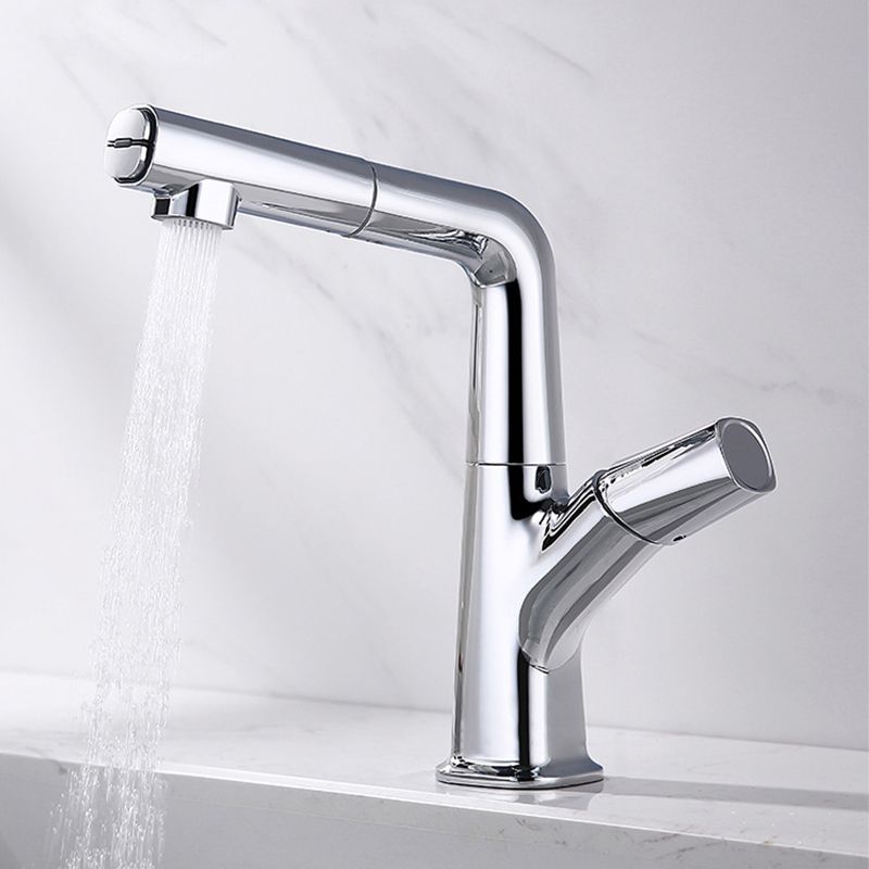 Centerset Lavatory Faucet Contemporary Pull-out Faucet with One Knob Handle