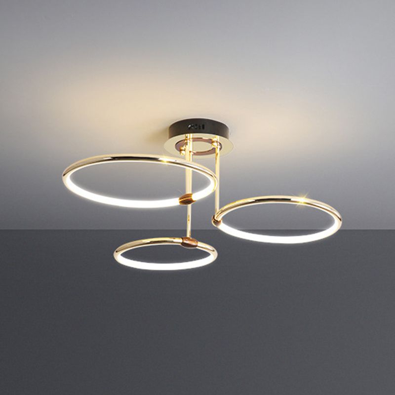 Circles Metal Chandelier Lighting Fixture Minimalist LED Gold Ceiling Pendant Light