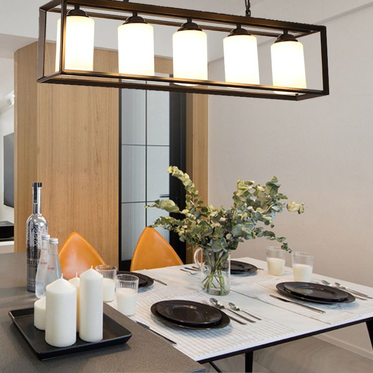 Éclairage d'îlot de cuisine industrielle Rectangle Metal Island Chandelier