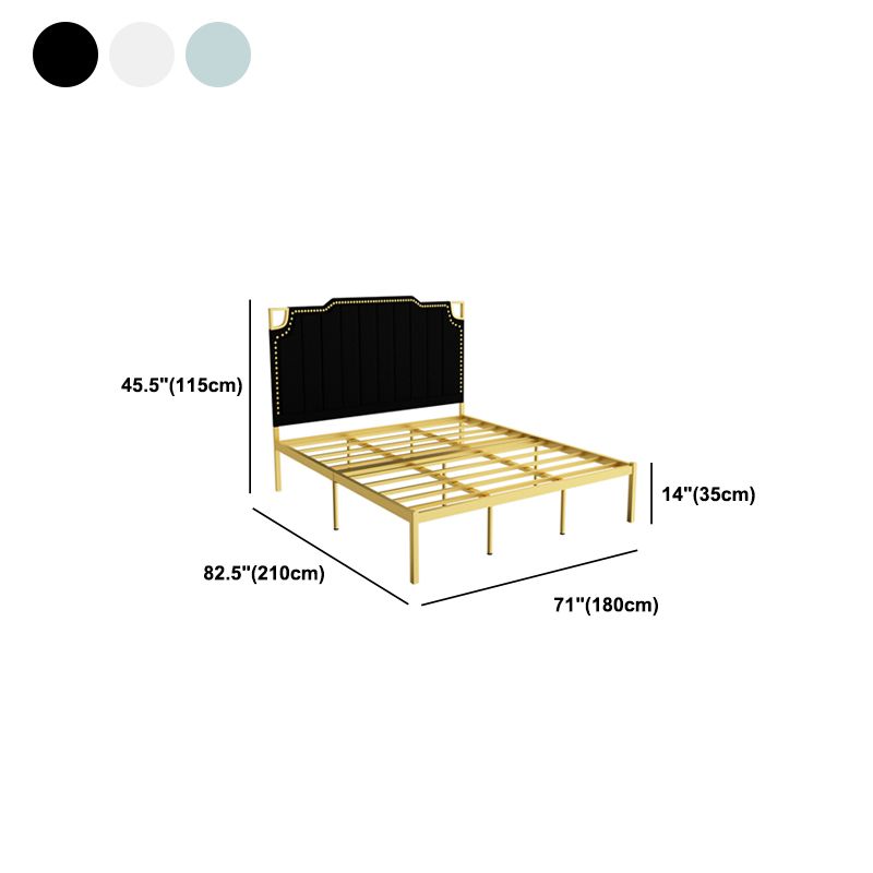 Stepped Bed Panel Leather Headboard Wire-Grid Frame,45.27" H