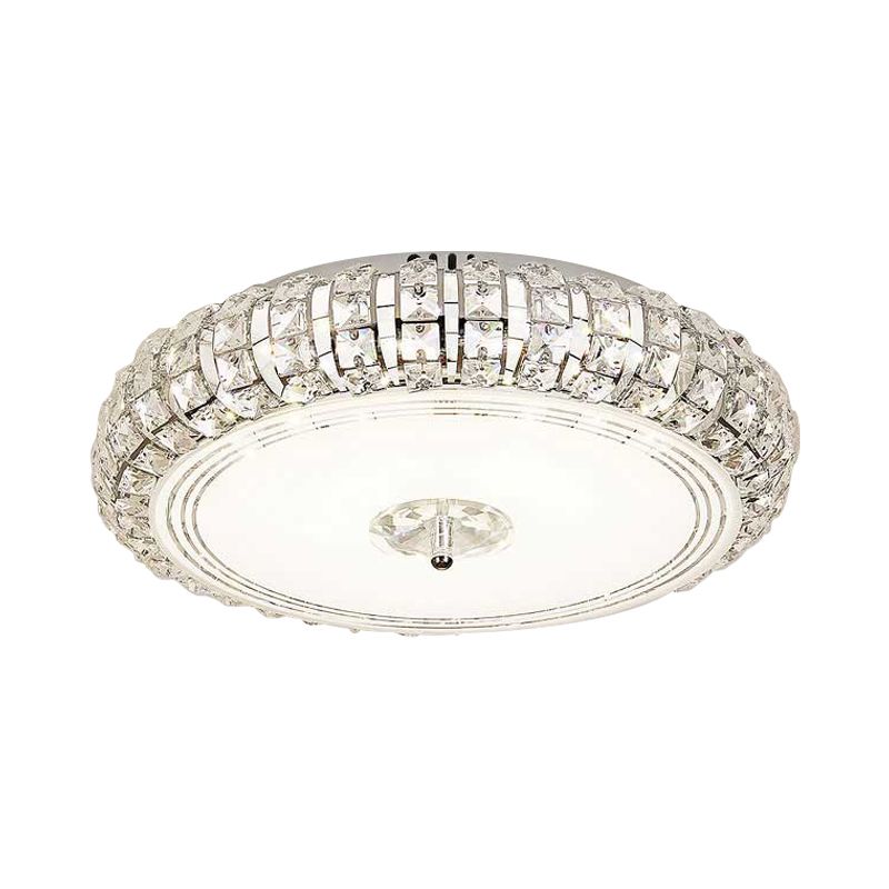 Lampada da soffitto circolare in cristallo sfaccettato modernista a incasso a LED in cromo/oro, larghezza 15"/19"