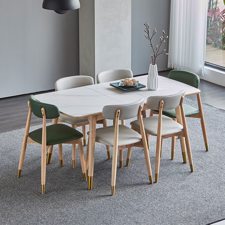 Rectángulo 4 patas Mesa de lujo Tabla blanca extensible con piedra sinterizada