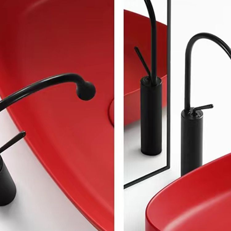 Contemporary Bathroom Sink Porcelain Specialty Vessel Bathroom Sink with Pop-Up Drain