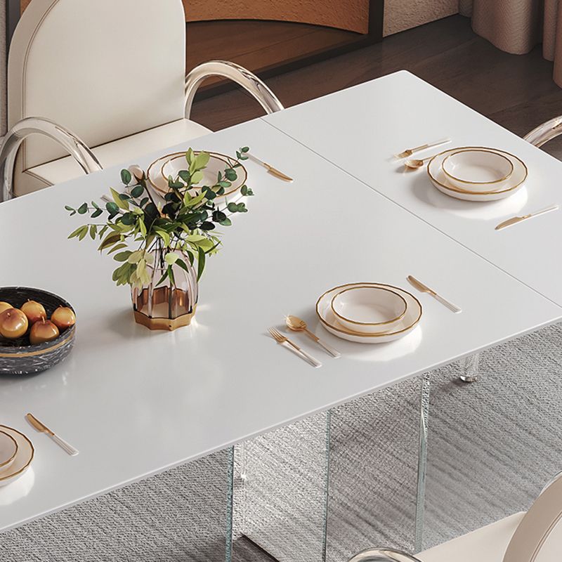 Contemporary 1/4/5/7 Pieces Furniture Rectangle Stone Dining Set in White