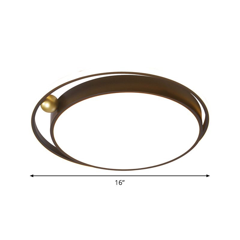 Round Acrylic Flush Light Fixture Nordic 16"/19.5" Wide LED Black Flush Mount Lamp for Bedroom