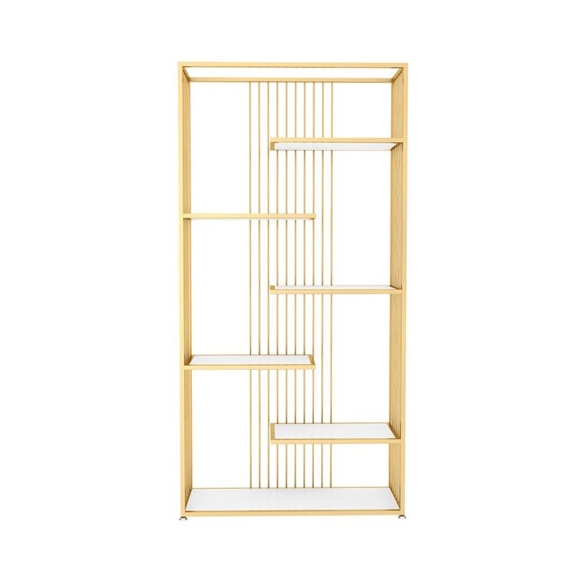 Modern Antique Finish Shelf Bookcase Metal Etagere Bookshelf with Shelves