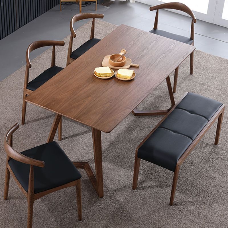 Table à manger en bois de cendres contemporain double piédestal à base de bois massif de base de base pour la maison