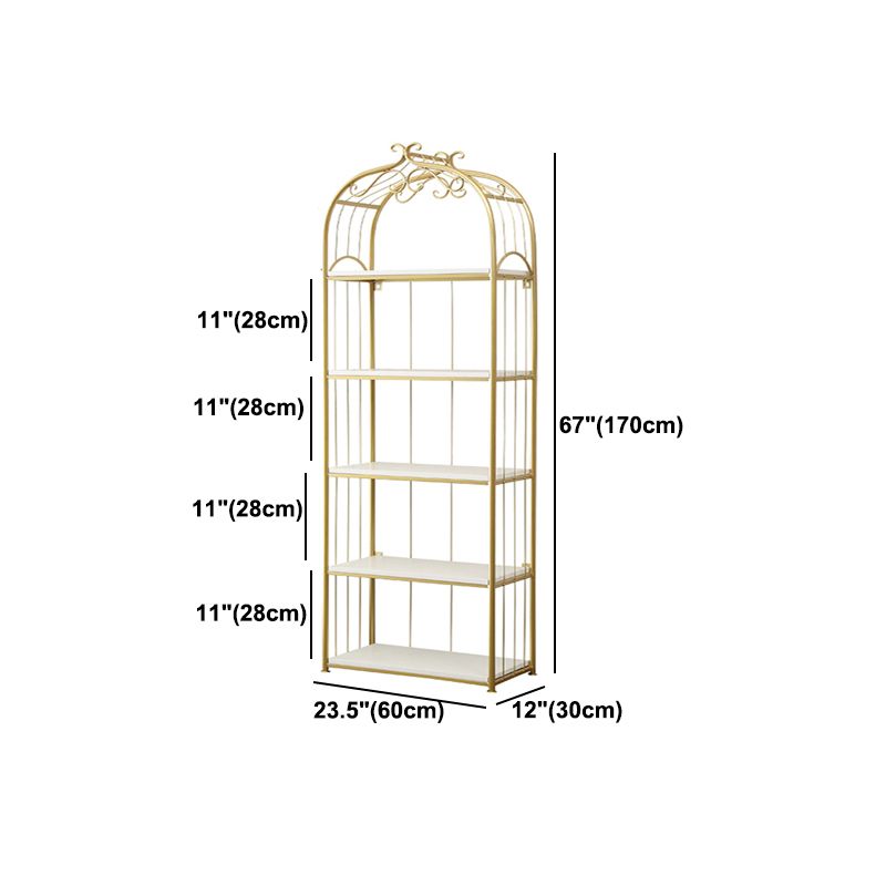 Glam Style Gold Bookshelf Metal Open Shelf Bookcase for Home
