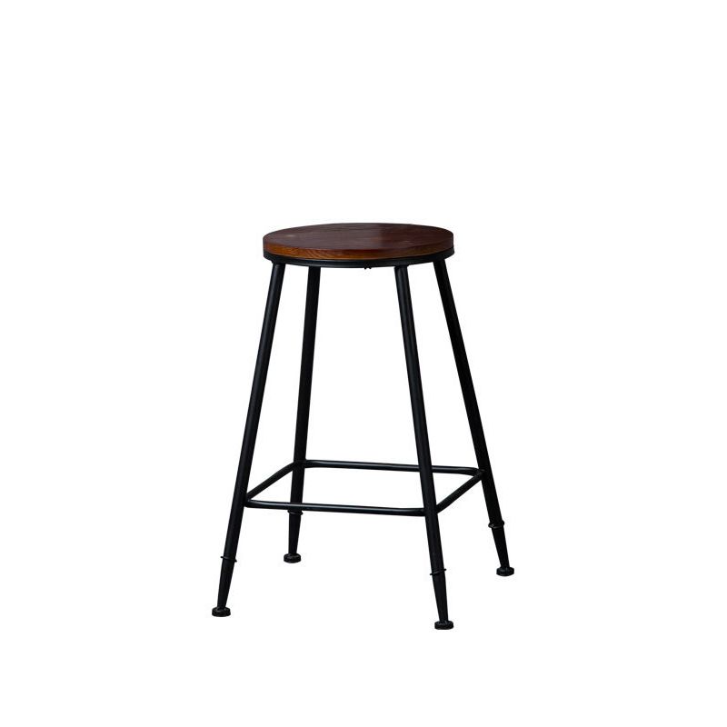 Indoor Industrial Style Wood Top Barstool Metal 4 Legs Bar Stool with Pedal